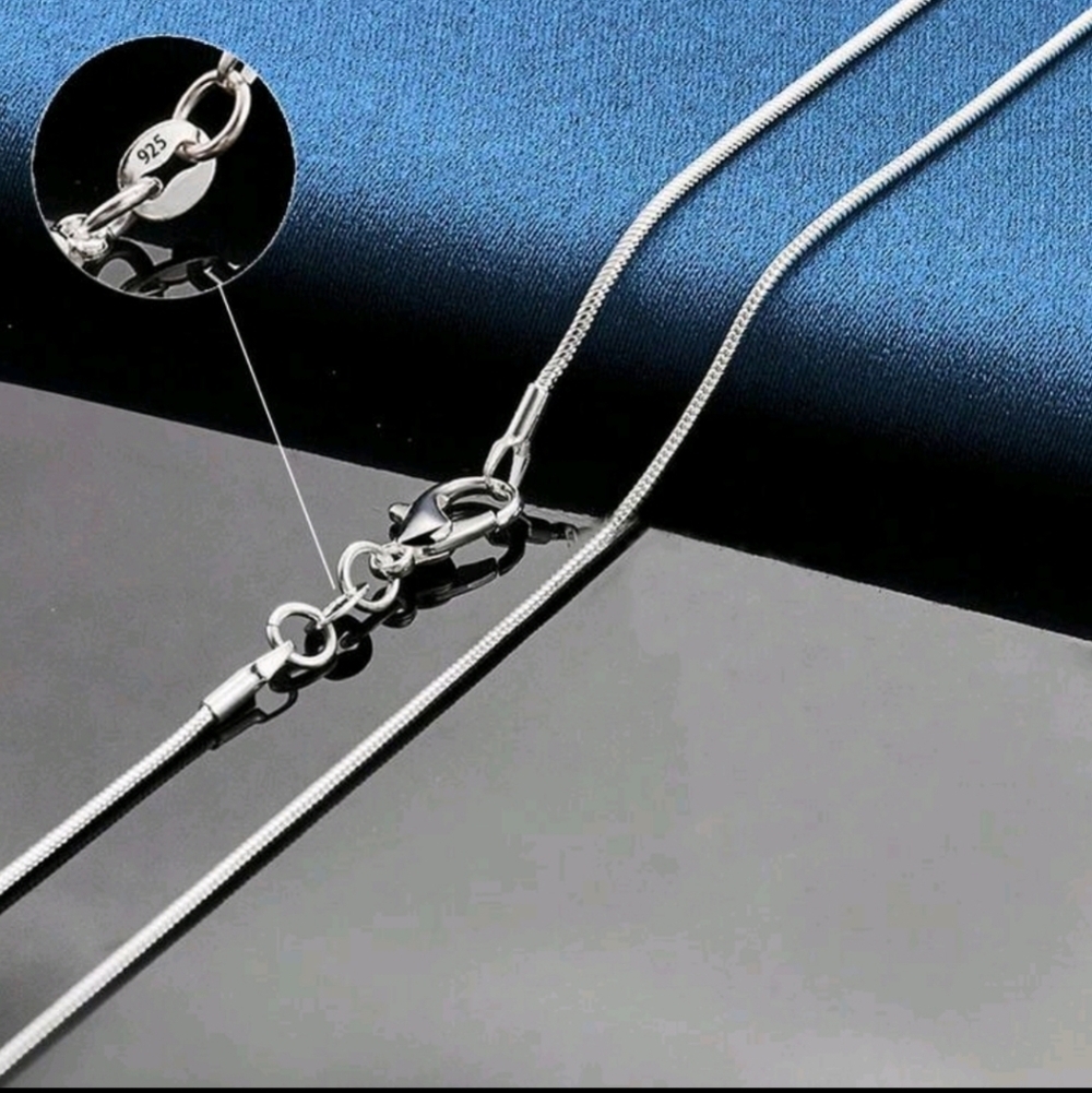 925 STERLING LONG SKINNY SILVER ROUND SNAKE CHAIN NECKLACE FOR LAYERING 20" - Picture 2 of 7